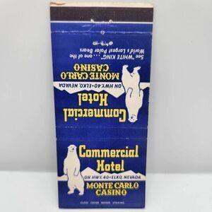 Vintage Matchcover Monte Carlo Casino Elko NV Polar Bear Stage Bar